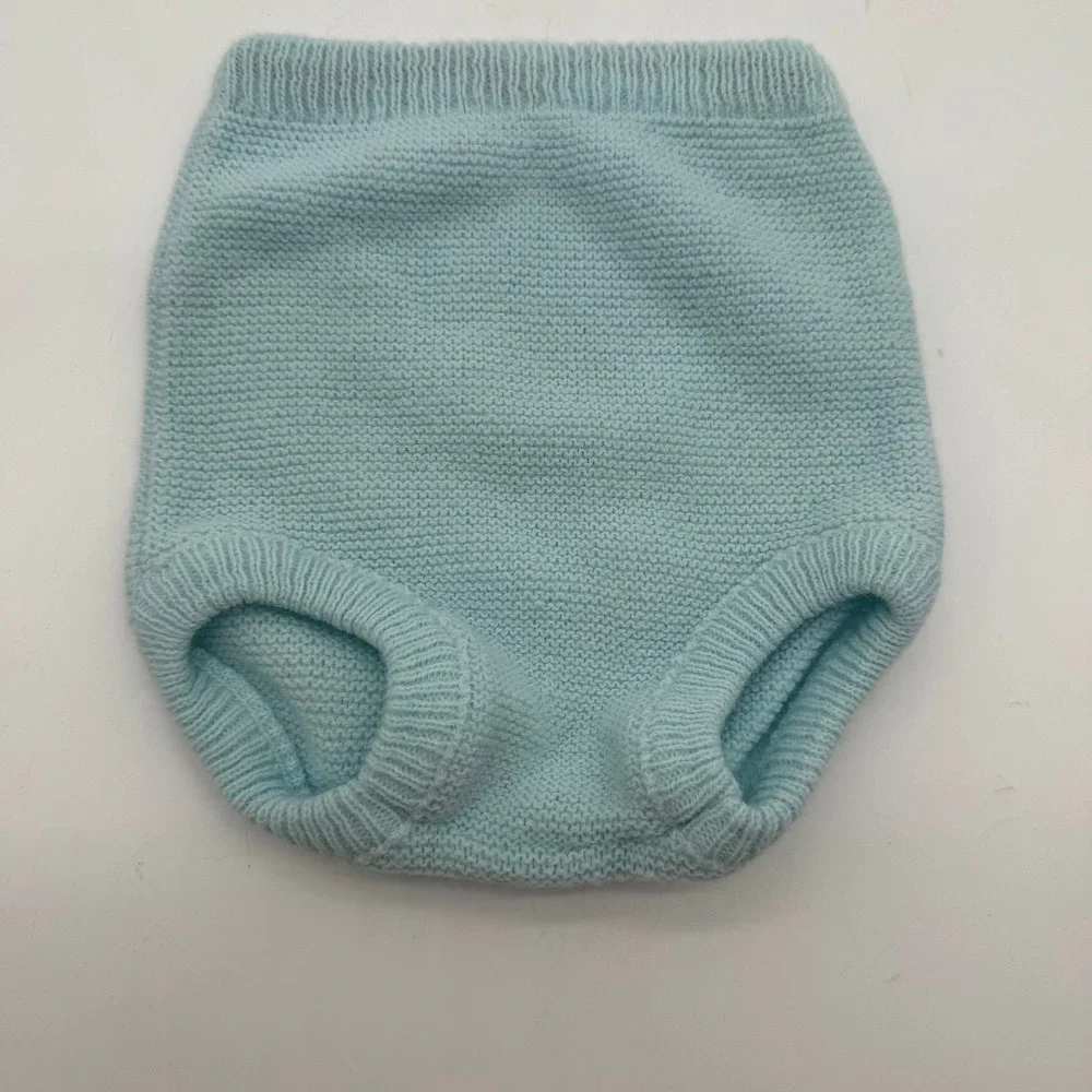 Baby Blue Knit Diaper Cover Bloomers Approx US 6–9 Months